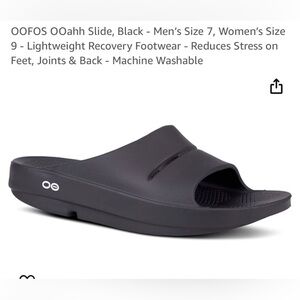 Oofos black slides